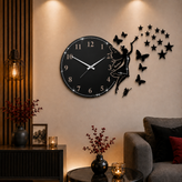 H685 ساعت دیواری فرشته و پروانه نگین دار